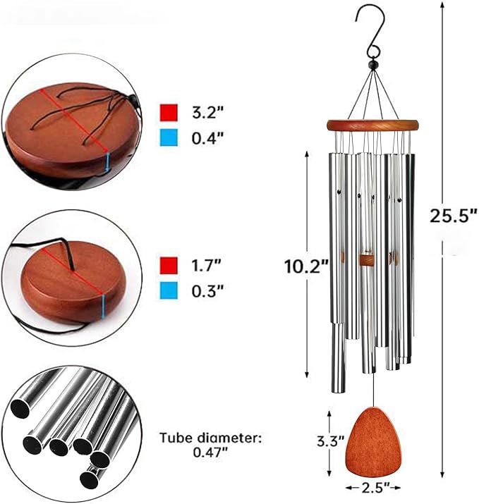 Personalized Dog Memorial Gifts for Loss of Dog Pet Memorial Gifts for Dogs Memory Wind Chimes for Loss of Loved One Dogs Sympathy Bereavement Gift Wind Chimes for Outside 25.5''(Design 1, Silver)