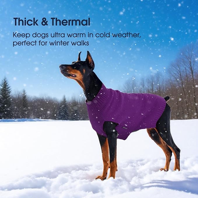 IECOii Dog Sweater - Warm Sleeveless Pullover for Large Dogs, Purple - Winter & Fall Coat for French Bulldog