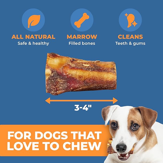 Beef Bone Marrow Dog Treats - Long Lasting Dog Bones for Aggressive Chewers - All-Natural Marrows Treats for Dogs - High-Protein Marrow Bones for Dogs Small, Medium, Large & Extra Large