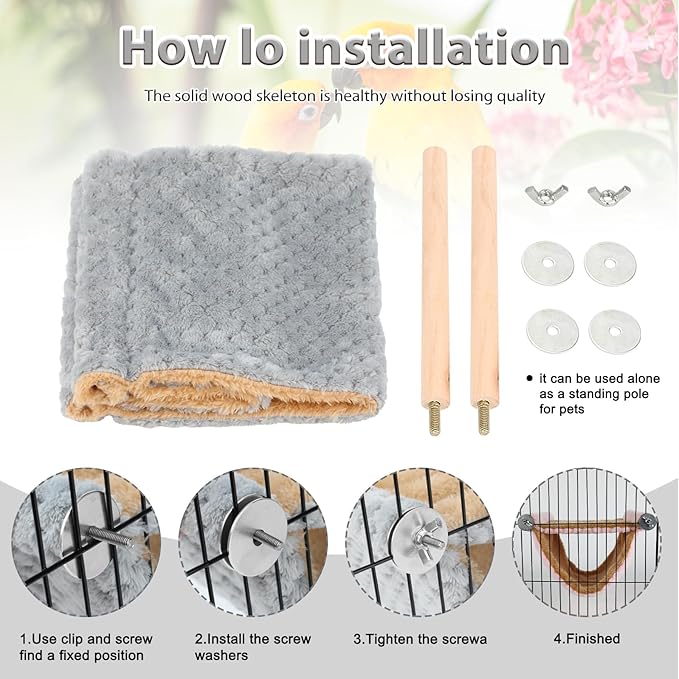 BWOGUE Winter Warm Bird Nest Bed Hanging Hammock Snuggle Hut Parrot House Tent Toy Bird Cage Perch for Parakeet Budgies Cockatiels Lovebird Cockatoo Finch Hamster Chinchilla Guinea Pig