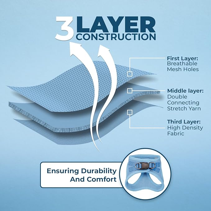 Voyager Step-in Air Cat Harness - All Weather Mesh Step in Vest Harness for Small and Medium Cats by Best Pet Supplies - Set (Baby Blue), XXS