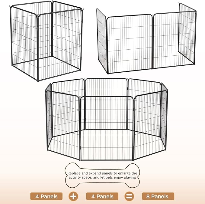 BestPet | Dog Playpen Extender | 40 Inch, 4 Panels | Heavy Duty Metal Pet Exercise Pen | Indoor Outdoor Fence Panels | Rust-Resistant, Removable, Tool-Free Setup | Anti-Skid, Expandable Design