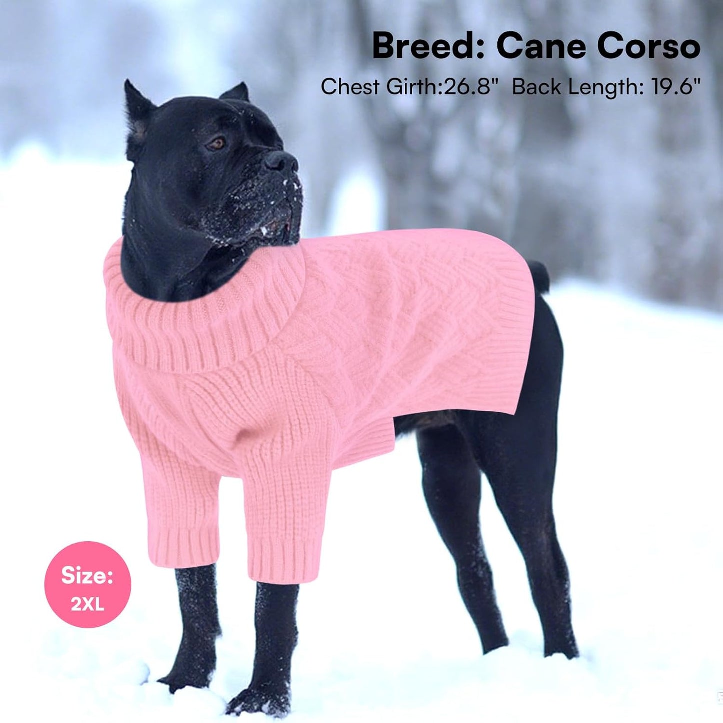 SUNFURA Dog Sweater Large Size Dog, XXL Pet Sweaters for Extra Large Dogs, Doggy Warm Turtleneck Christmas Sweatshirt Cold Weather Knit Pullover for Golden Retriever, Pink XXL