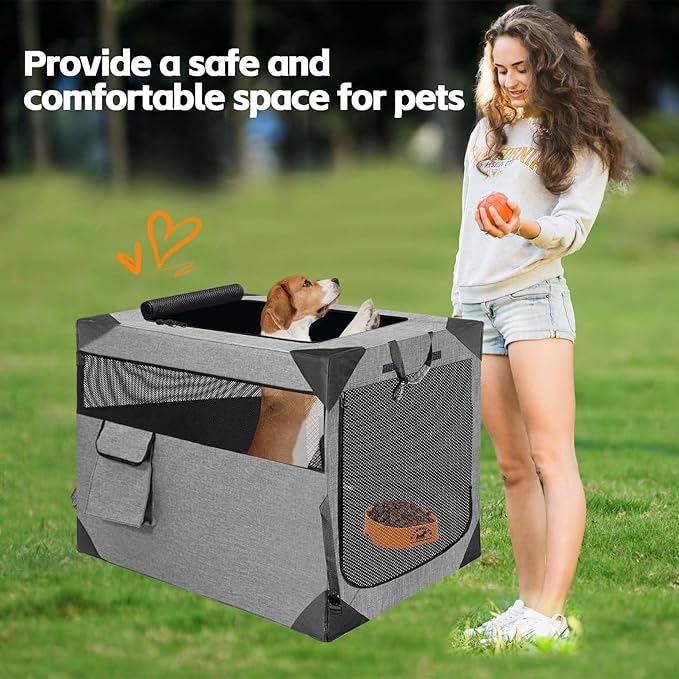 Dog Crate 36x25x25 Inch for Large or Medium Dogs, Portable and Foldable Design Perfect for Travel or Home Use, Dog Kennel with 3-Door