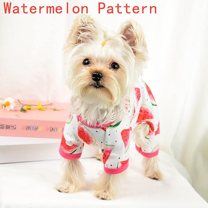 Dog Clothes for Small Dogs Boy Girl, Dog Pajamas Tiny Chihuahua Yorkie Spring Summer Shirt, Cute Puppy Outfit Pjs Jumpsuit Cat Onesie Apparel Pet Clothes