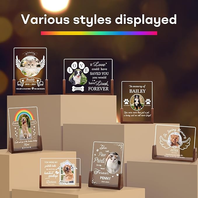 Custom Dog Memorial Gifts for Loss of Dog, Pet Sympathy Gifts, Customized Dog Passing Away Acrylic Plaque with Photo, Loss of Dog Sympathy Gift, Personalized Christmas Birthday Gifts for Pet Lover