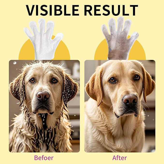 MIOSSZI 40 pcs Pet Gloves Wipes for Dogs & Cats Wipes Cleaning Deodorizing, Hypoallergenic, No-Rinse Pet Grooming Wipes Unscented Extra Thick Bathing Wipes for Pet Dry Cleaning Daily Care and Travel