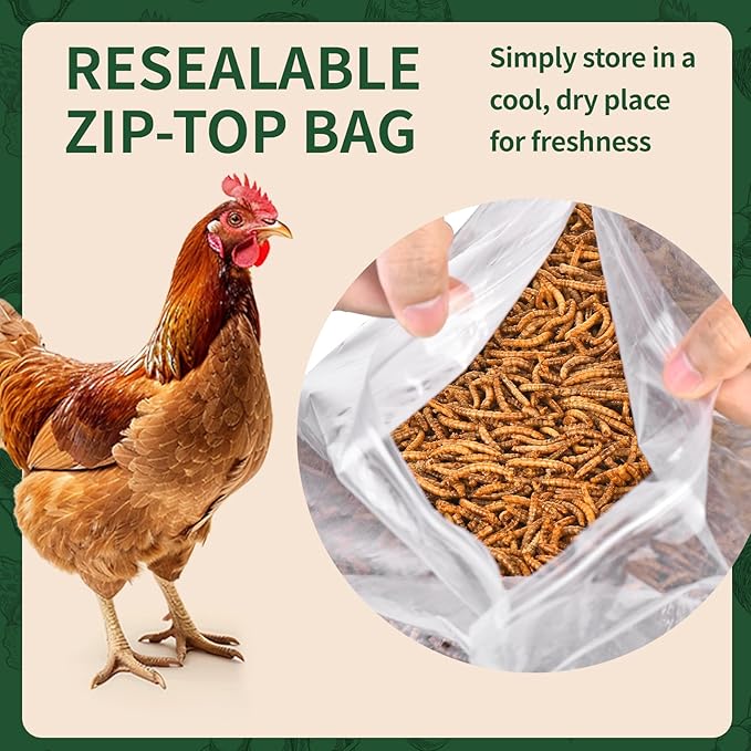 20LB Dried Mealworms, 100% Natural, Non-GMO Meal Worms, Dried for Chickens, Wild Birds, Reptile, Hamster, Hedgehog, Pigeon