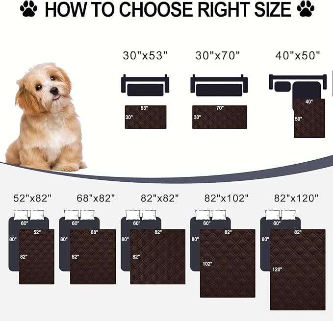 Smiry Waterproof Dog Blanket, 82x120 Inch Soft Pet Bed Cover Reversible, Washable Sofa Couch Furniture Protector for Small Medium Large Dog Puppy Cat, Geometric, Chocolate/Dark Grey