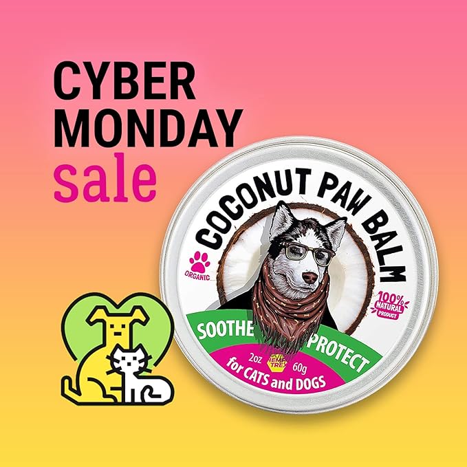 Dog Paw Balm Soother & Moisturizer 2 oz with Natural Shea Butter Coconut Oil Beeswax Heals and Repairs Cracked Dog Paws Snout & Elbows Snow & Dry Weather Protection Ointment Safe Invisible Barrier