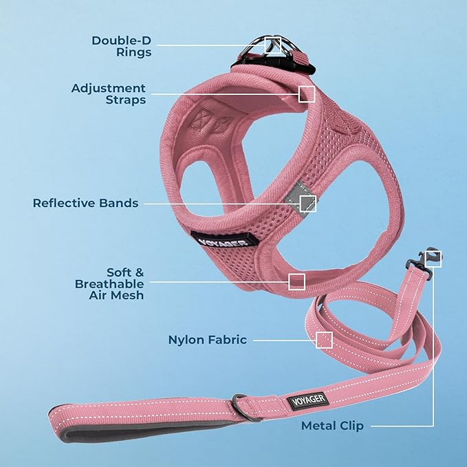 Voyager Step-in Air Cat Harness - All Weather Mesh Step in Vest Harness for Small and Medium Cats by Best Pet Supplies - Harness Leash Set (Pink), XXXS