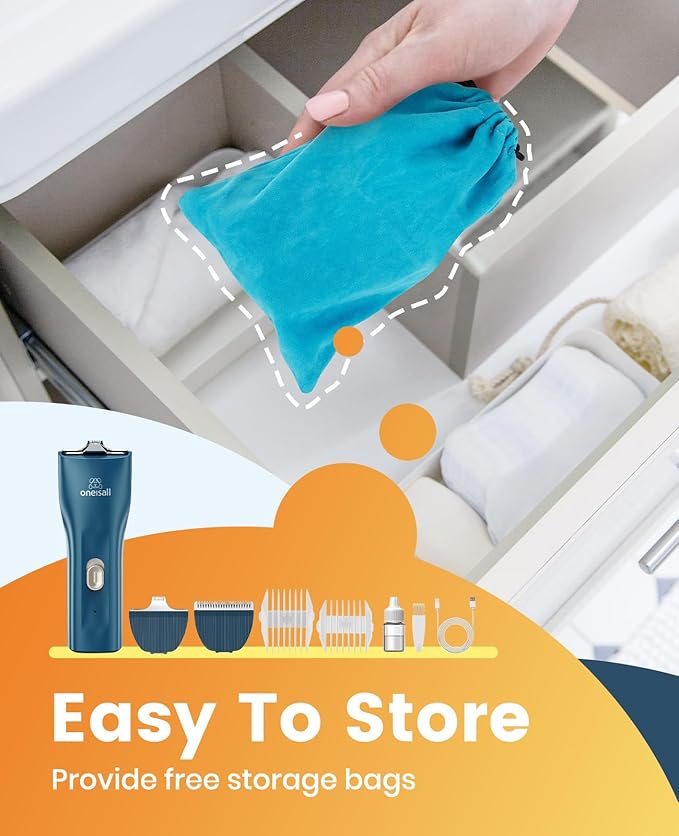 oneisall Quiet Pet Clippers, Cat Clippers for Matted Hair, Cordless Cat Hair Trimmer for Paw, Waterproof Pet Trimmers for Cats, Pet Shaver for Dogs and Cats