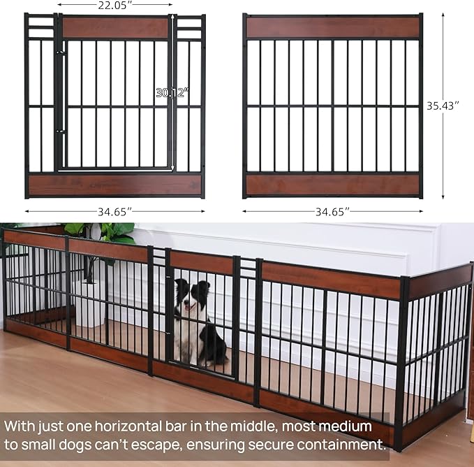 Dog Playpen, 35.4" Height Dog Pen Indoor, Heavy Duty, Safe and Sturdy, Furniture Style Puppy Pen (12 Panels (35.4" High), Mahogany)