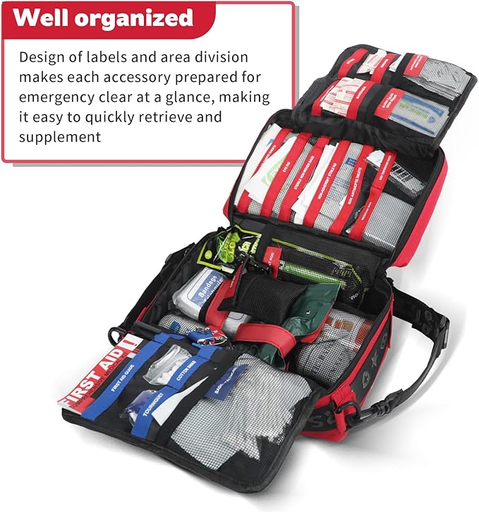 Large First Aid Kit，Molle System Detachable Multi-Purpose Emergency Medical Kit for Home, Car, Camping Outdoor Emergency.