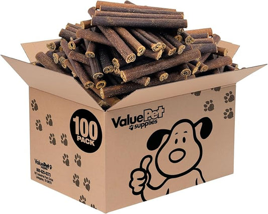 ValueBull Collagen Sticks for Dogs, 6 Inch Thick Chews, Natural Long-Lasting Dog Treats, 100 Count Bulk Pack - Supports Joints, Skin & Coat with Chondroitin & Glucosamine