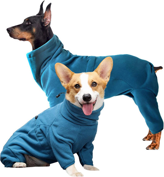 ROZKITCH Dog Winter Coat Soft Fleece Pullover Pajamas, Pet Windproof Warm Cold Weather Jacket Vest Cozy Jumpsuit Apparel Outfit Clothes for Small Medium Large Dog Walking Sleep 2XL