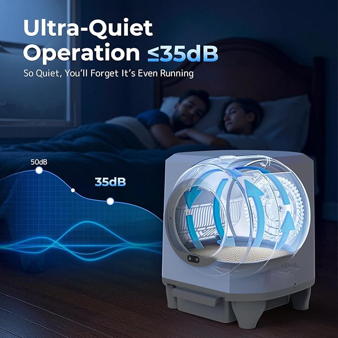 Self Cleaning Litter Box, Large Capacity Automatic Cat Litter Box with APP Control, Safety Sensors, Built-in Deodorizing Scent Box, and 1 Roll Garbage Bags ，White