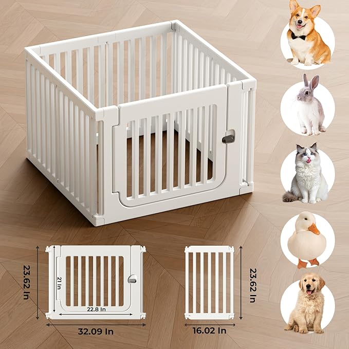 Indoor Dog Playpen for Small Dogs, Puppy Play Pen for Indoors Plastic Portable Playpen for Dogs Small Animal Playpen Fences Pen, Pet Fence Rabbit Bunny Puppy Playpens (23.6" H, 7 Panels)