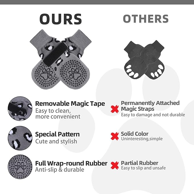 KOOLTAIL Dog Socks for Hot/Cold Pavement to Prevent Licking Paws,Dog Boots&Paw Protector for Hardwood Floors Anti Slip,Traction Control No Twist Grip Booties for Small Medium Large Senior Dogs S