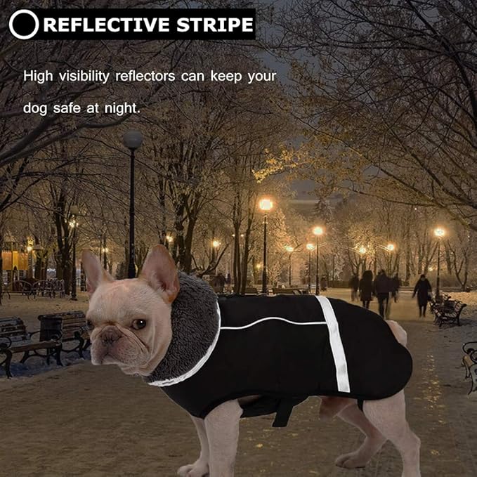 QBLEEV Warm Reflective Dog Jacket, Waterproof Winter Coat With Turtleneck, Thick Fleece Snowsuit for Cold Weather, Christmas Vest Pet Apparel for Small Medium Large Dogs L