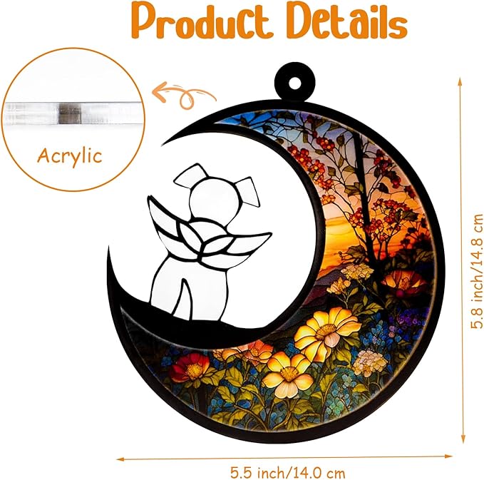 Dog Memorial Suncatcher,Pet Sympathy Gifts,Dog Memorial Gifts for Loss of Dog,Personalized Dog Pass Away Gifts with Name Date for Pet Lovers