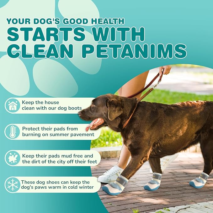 Dog Shoes for Large Dogs, Medium Dog Boots & Paw Protectors for Winter Snow, Waterproof Dog Booties for Hot Pavement, Hardwood Floors, for Rainy Blue Size 5