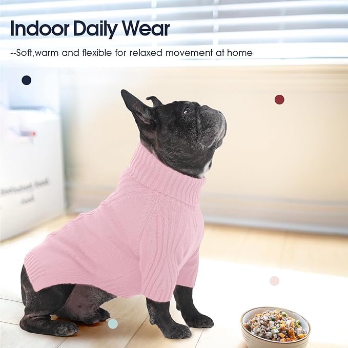 IECOii XXL Dog Sweater,Thermal Knit Big Dog Sweater with Sleeve,Pet Turtleneck Doggy Sweatshirt for Extra Large Dogs Boy Girl,Stretchy Large Dogs Cold Weather Outfit Pitbull Clothes,(Pink,XXL)