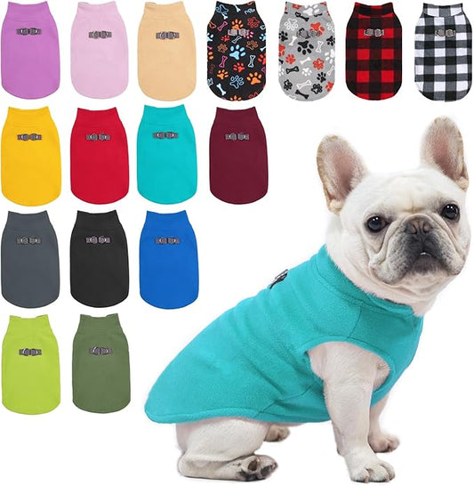 BEAUTYZOO Dog Fleece Vest Sweater Winter Jacket for Small and Medium Dogs with D-Ring Leash Cold Weather Coat Hoodie for XS S M Dogs Boy or Girls, Blue S