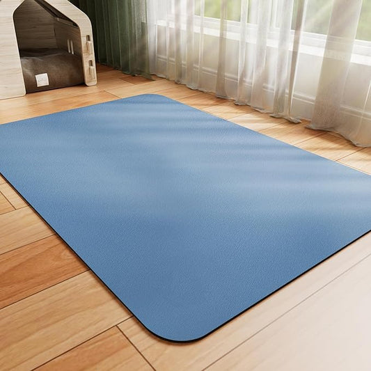 Pet Feeding Mat - Absorbent Dog Mat for Food and Water, No Stains Cat Bowl Mat, Easy to Clean Pet Placemats, Quick Dry Dog Water Dispenser Mat for Messy Drinkers | Blue 16"x 24"