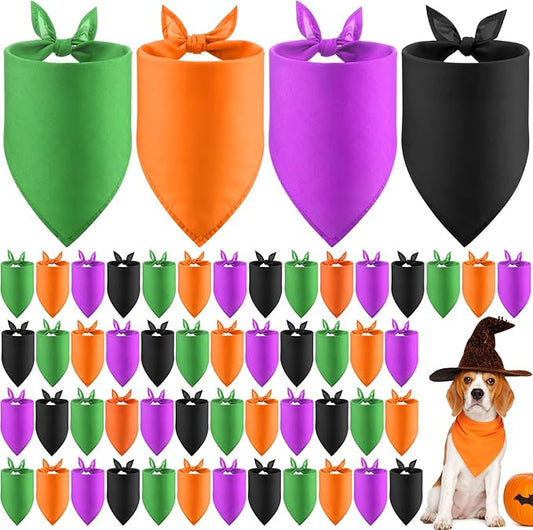 48 Pcs Halloween Color Dog Bandanas Bulk Sublimation Blank Bandanas for Dogs Heat Transfer Triangle Bibs DIY Scarf for Small Medium Large Puppy Pets Costume Photo Props Accessories Pet Shops