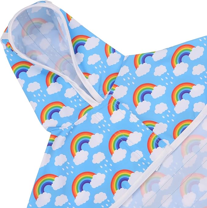 HDE Dog Raincoat Jacket Reflective Adjustable Hooded Pet Poncho Rain Coat with Leash Hole for Small to X-Large Dogs Rainbows - S