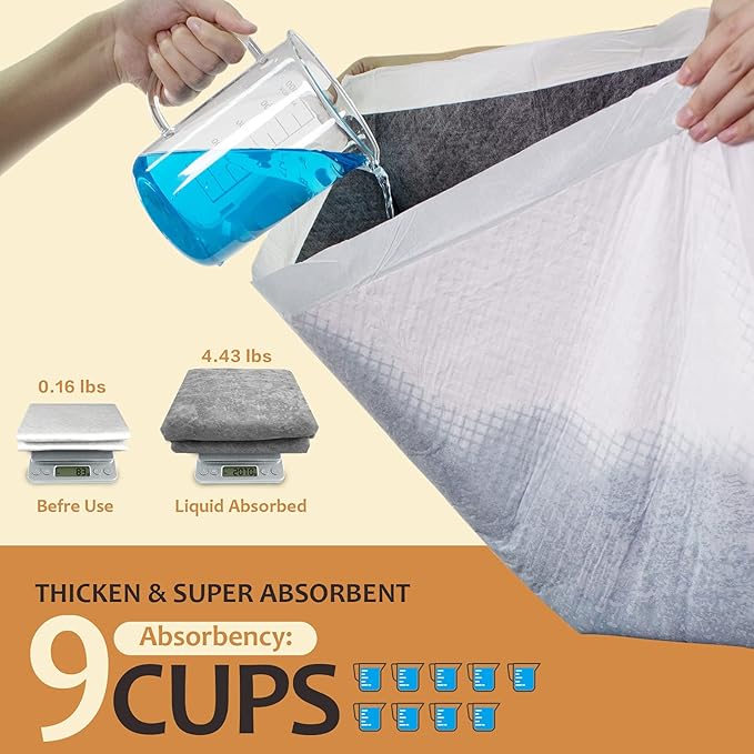 Dog Pee Pads Extra Large 28"x 34", 18 Count, Activated Carbon Charcoal Puppy Pads XL, Potty Pads for Dogs with Adhesive Sticky Tape, Disposable Training Bed Pads for Pets, Doggies, Cats