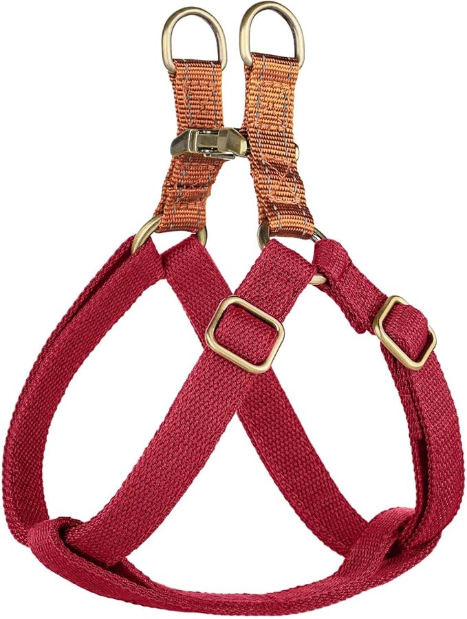 Didog Step in Dog Harness with Metal Buckles, Freedom Nylon Dog Halter Vests for Small Dogs Easy Walking Training(S:Chest 13-22", Red)