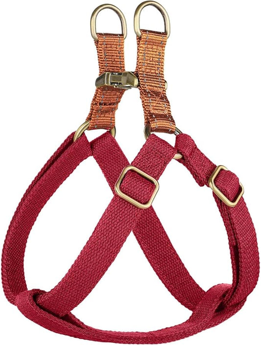 Didog Step in Dog Harness with Metal Buckles, Freedom Nylon Dog Halter Vests for Small Dogs Easy Walking Training(S:Chest 13-22", Red)