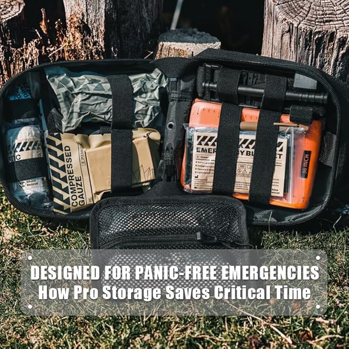 RHINO RESCUE IFAK Trauma Kit with C-A-T Tourniquet for Wound Care, Tactical First Aid Kit Molle Pouch for Military, Combat, Car, Camping, Hiking, Travel (Red)