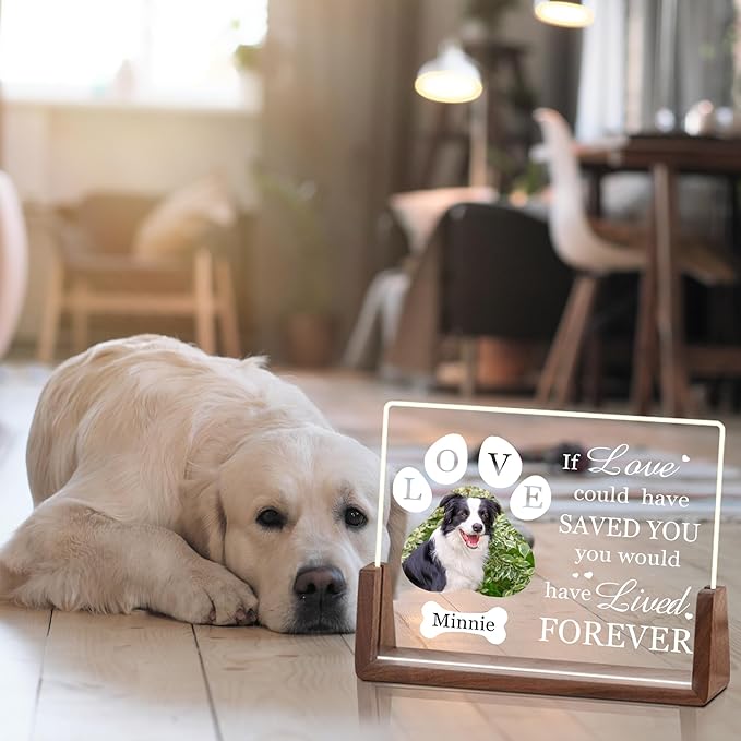 Custom Pet Memorial Gifts for Dogs, Customized Pet Memorial Night Light, Dog Memorial Gifts for Loss of Dog, Pet Loss Sympathy Gift, Christmas Birthday Gifts, Dog Bereavement Gifts