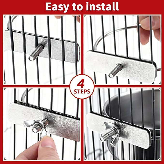 TBWHL Parrot Feeding Cups Hanging Pet Animal Stainless Steel Birdcage Bowls Bird Bowls for Cage Parakeet Birds Cage Accessories Suitable Small and Medium Bird S (2pcs)