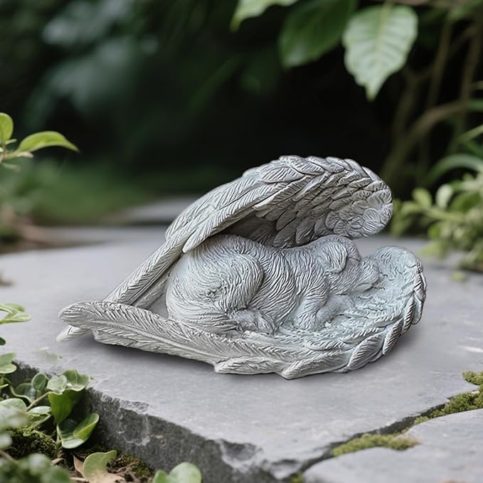 Dog Memorial Gifts for Loss of Dog,Resin Pet Memorial Statues,Forever My Guardian Angel Memorial Gifts（Grey）