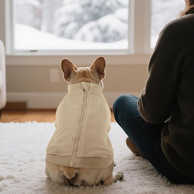 BRKURLEG Dog Sweater, Turtleneck Thick Dogs Sweatshirts Fleece Sweater, Dog Winter Coat for Small Medium Large Dogs, Pet Warm Sweaters with Zipper, Pullover Jacket with Sleeve (Light Coffee, XXXL)