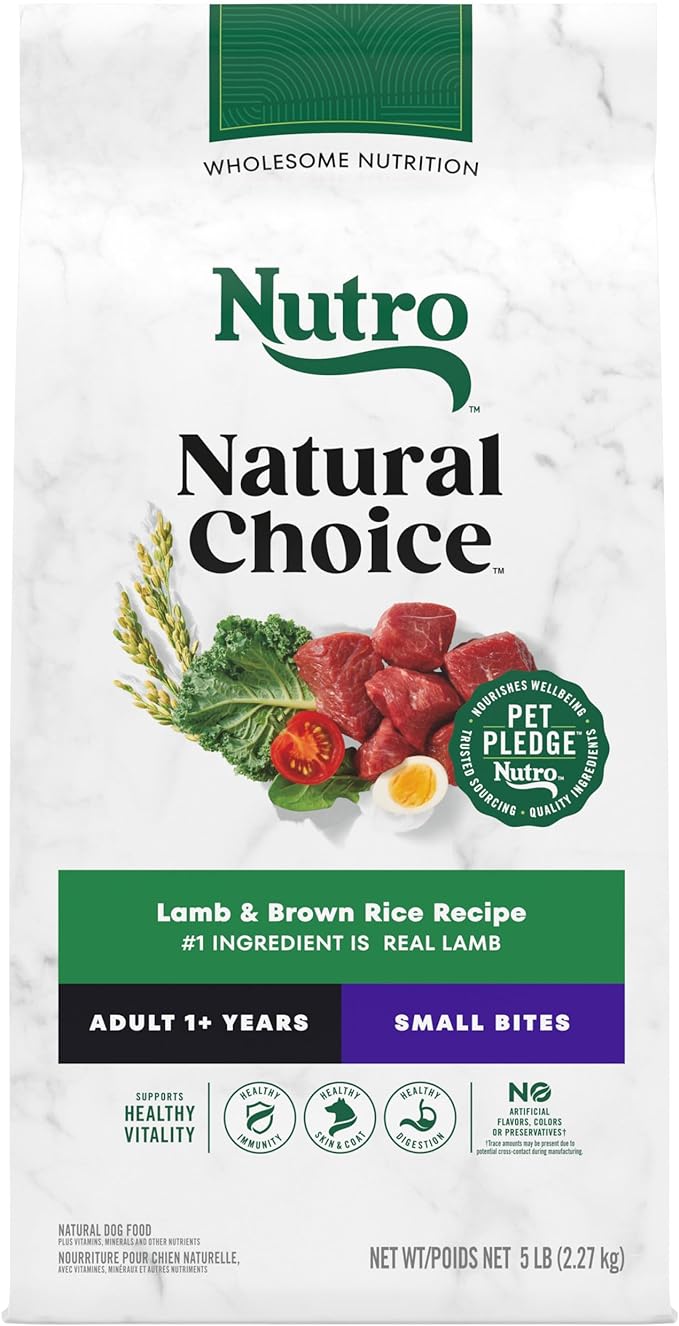 Nutro Natural Choice Small Bites Adult Dry Dog Food, Lamb and Brown Rice Recipe, 5 lbs.