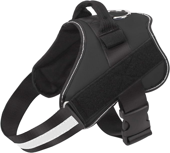 Bolux Dog Harness, No-Pull Reflective Dog Vest, Breathable Adjustable Pet Harness with Handle for Outdoor Walking - No More Pulling, Tugging or Choking (Black, M)