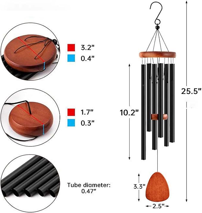 Personalized Dog Memorial Gifts for Loss of Dog Pet Memorial Gifts for Dogs Memorial Wind Chimes for Loss of Loved One Dogs Sympathy Bereavement Gift Wind Chimes for Outside 25.5''(Design 1, Black)