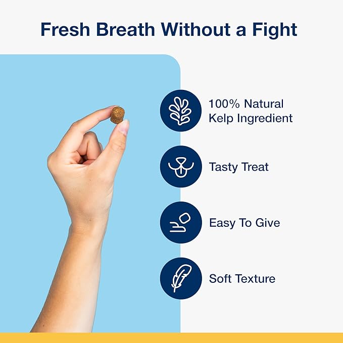 ProDen PlaqueOff Soft Chews with Organic Kelp - for Small & Medium Breed Dogs & Cats - Supports Normal, Healthy Teeth, Gums, and Breath Odor in Dogs & Cats - 45 Soft Chews