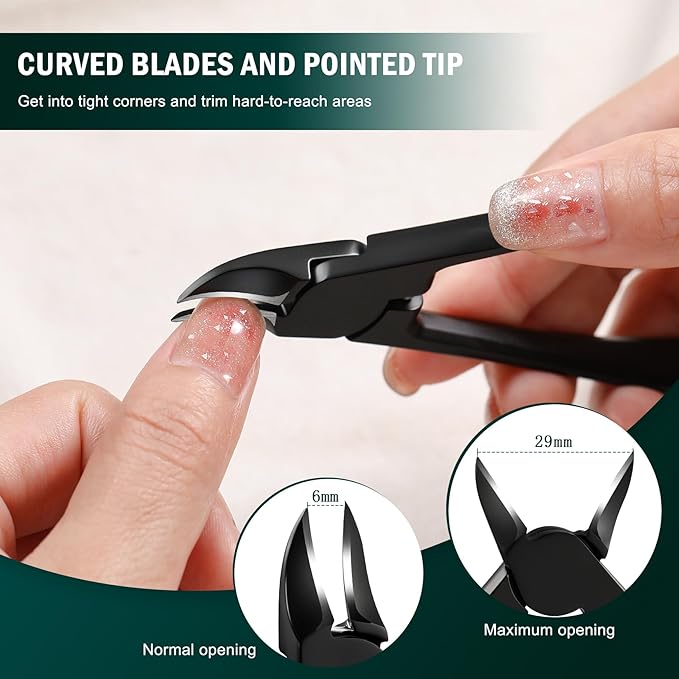 FVION Toenail Clippers for Thick Nails - Nail Clippers Toenail Nipper, Wide Jaw Nail Trimmer, Slight Curved Blade Pointed Tip Ingrown Toenail Tool
