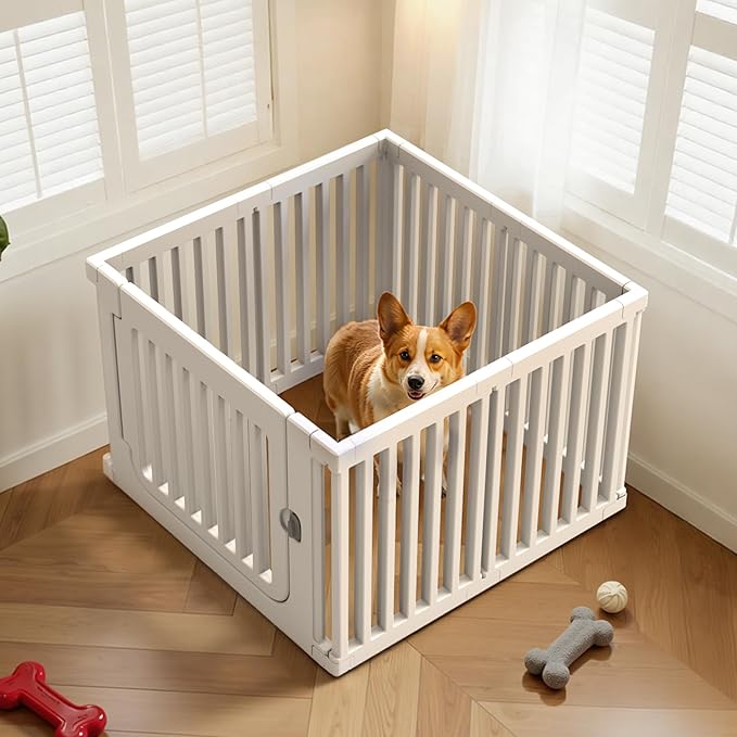 Indoor Dog Playpen for Small Dogs, Puppy Play Pen for Indoors Plastic Portable Playpen for Dogs Small Animal Playpen Fences Pen, Pet Fence Rabbit Bunny Puppy Playpens (23.6" H, 7 Panels)