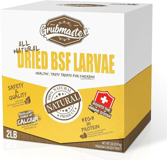 Dried Black Soldier Fly Larvae for Chickens, Natural Healthy Chicken Treats for Backyard Poultry - 2 lb. Bag