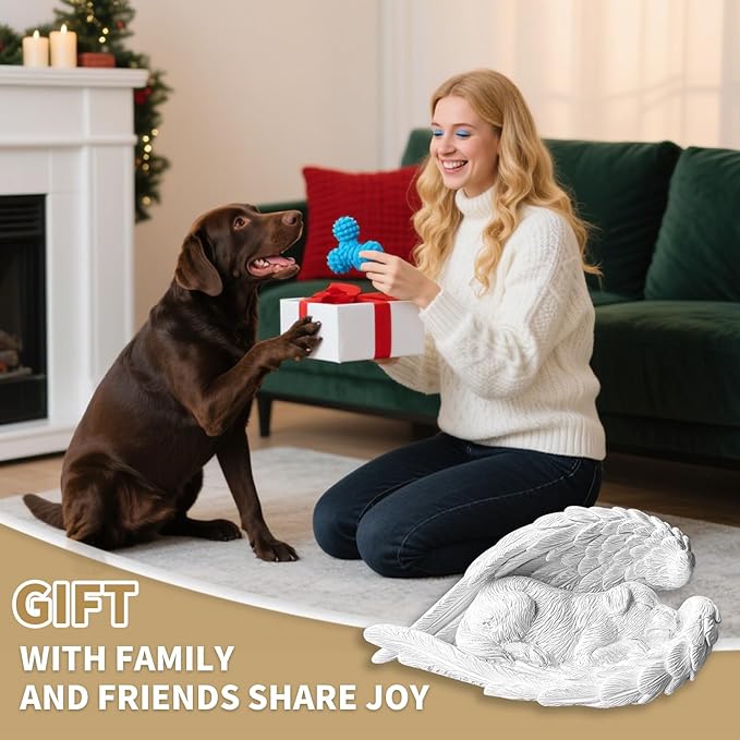 Dog Memorial Gifts for Loss of Dog,Resin Pet Memorial Statues,Forever My Guardian Angel Memorial Gifts(White)