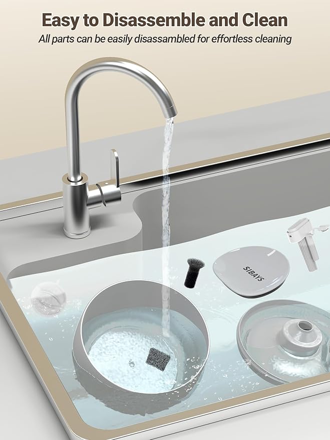 SIBAYS 3.5L/118oz Large Capacity Cat Water Fountain, Automatic Quiet Pet Water Fountain for Cats Indoor Cat Drinking Fountain, Dog Water Bowl Dispenser with LED Light & Water Level Window(FS77, Grey)