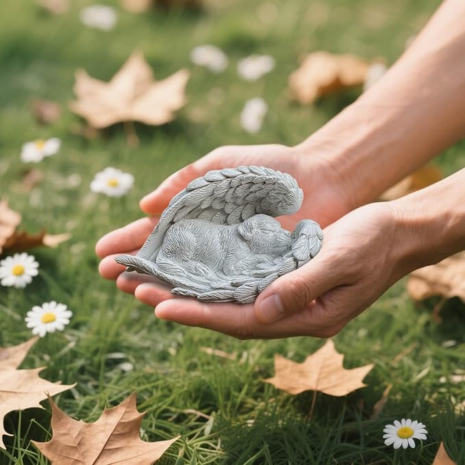 Dog Memorial Gifts for Loss of Dog,Resin Pet Memorial Statues,Forever My Guardian Angel Memorial Gifts（Grey）