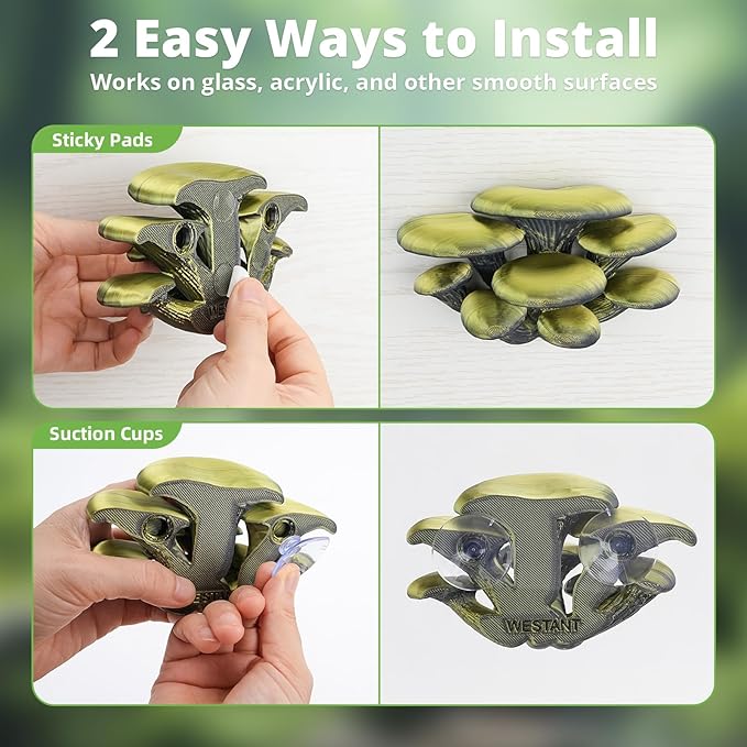 Mushroom Decor for Reptile Tank, Fish Tank, Pet-Safe Bearded Dragon Tank Accessories, Realistic Terrarium Plants for Leopard Geckos, Frogs, Snakes (Rainbow Cluster Cap, Randomly Ship)